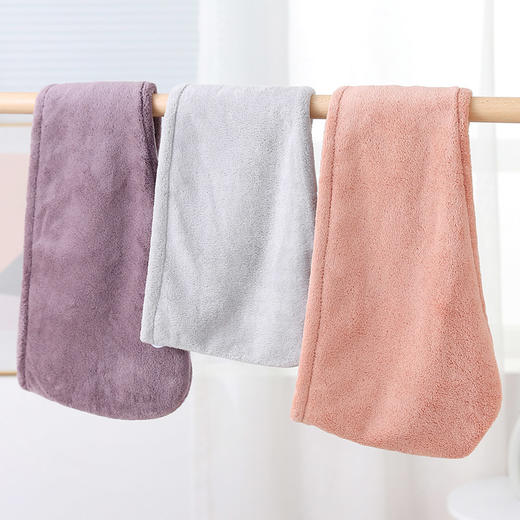 老米优品 / 软软糯糯的干发帽！《日式无印吸水速干浴帽》双层珊瑚绒材质，吸水性好，面料又厚又柔软，摸起来软fufu的，特别适合冬天用。 商品图12