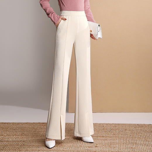 2022春秋新款拖地裤垂感高腰开叉直筒长裤  AL8208 商品图1