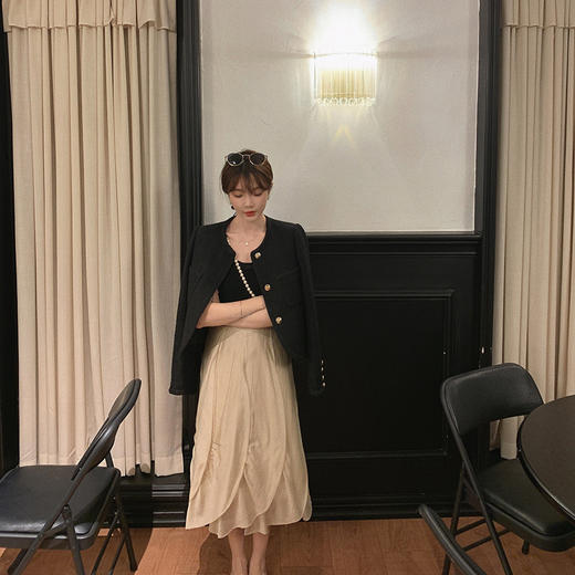 金蘑菇菇XS/S码【 请吃饭的漂亮姐姐】中长款秋装气质遮胯显瘦高腰伞裙 商品图5