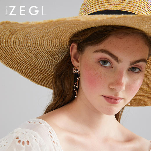 ZEGL月溅星河耳环女长款气质耳钉流苏耳坠2022年新款潮不对称耳饰 商品图3