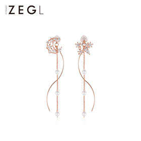 ZEGL月溅星河耳环女长款气质耳钉流苏耳坠2022年新款潮不对称耳饰