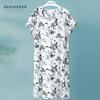 舒雅女士睡裙粘纤梭织家居服2022新款V领印花中裙31/19507D 商品缩略图0