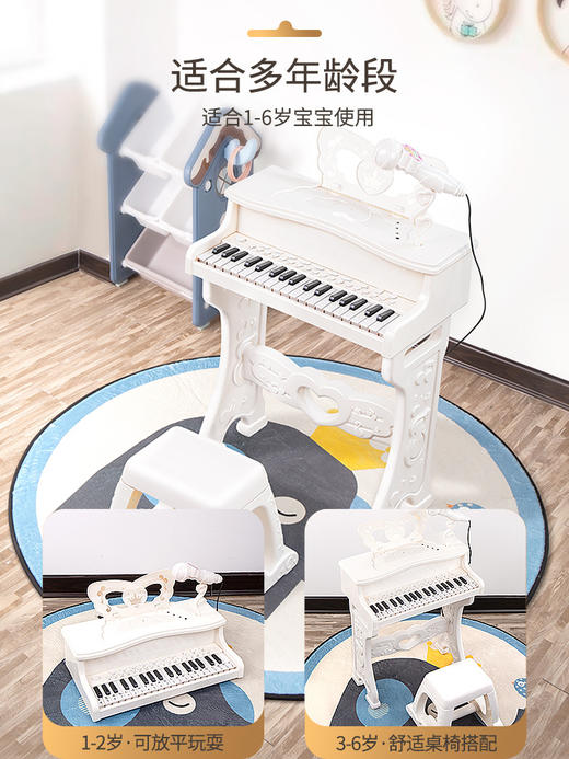 儿童灯光音乐钢琴玩具多功能电子琴带话筒初学者练学弹琴 商品图1