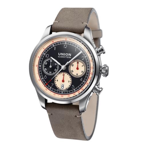 宇联（UNION GLASHÜTTE）德国手表贝利士系列 小牛皮机械男士熊猫盘计时码表 D009.427.16.052.00 商品图1