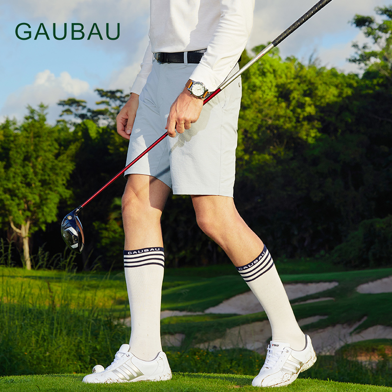 GAUBAU/戈宝红麻运动袜子高尔夫训练防臭吸汗长袜男士长筒袜