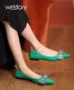 westory2022春季新款亮钻蝴蝶结平底鞋仙女甜美通勤单鞋真皮W22AE53841 商品缩略图0