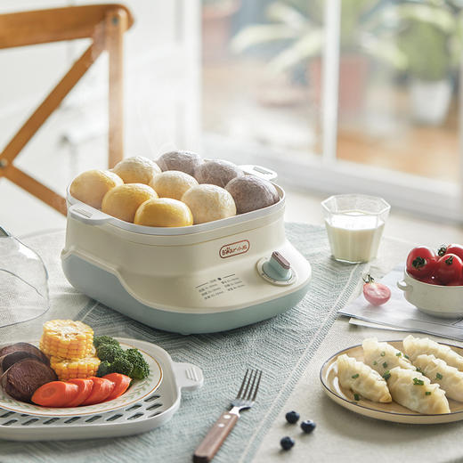 小熊电蒸锅 DZG-C60Q8 米黄色 双层蒸格+配积汁盘+不锈钢发热盘 商品图3