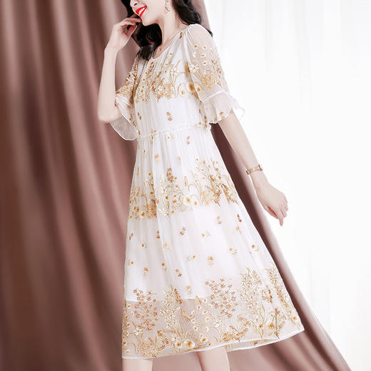 甜美优雅，桑蚕丝妈妈装女士连衣裙SM-82297555 商品图2