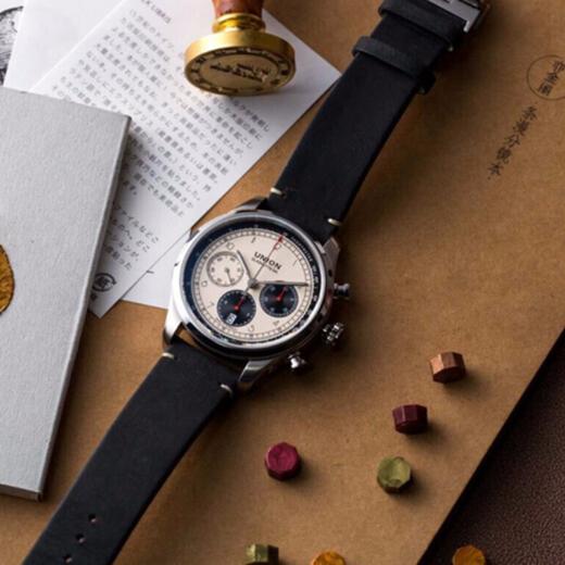 宇联（UNION GLASHÜTTE）德国手表 贝利士系列 小牛皮机械男士熊猫盘计时码表 D009.427.16.262.00 商品图4
