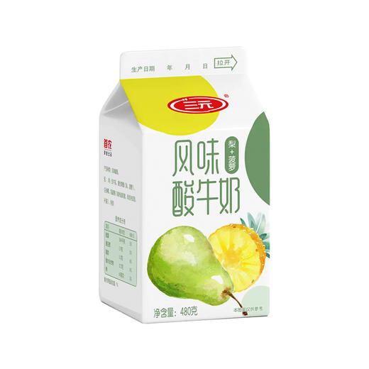 BHS 盒心卖场 三元屋型酸奶 梨+菠萝味 480g 商品图0