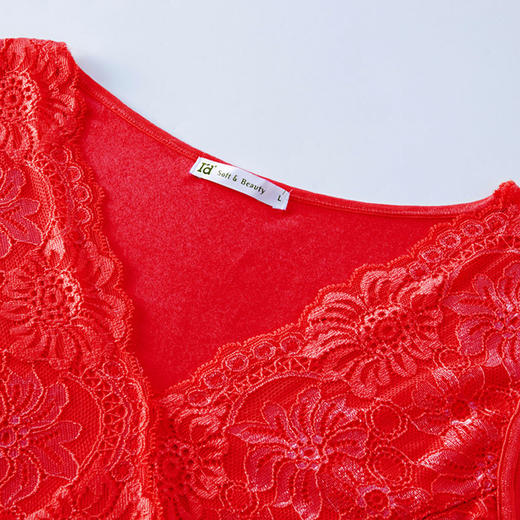 爱帝女磨毛中厚V领蕾丝美体修身背心 商品图4