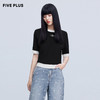 FIVE PLUS新款女夏装撞色圆领短袖针织衫女立体logo套头上衣2WN1035050 商品缩略图2