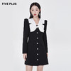 FIVE PLUS新款女春装设计感连衣裙女法式泡泡袖短裙子单排扣2WA1082220 商品缩略图0