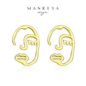 Manreya玛芮雅「沉睡维纳斯」极简风银镀金线条耳钉