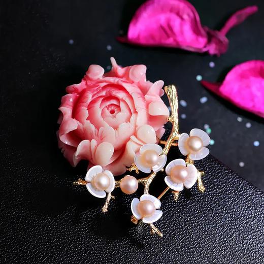 RS-淡水珍珠贝壳梅花胸针胸花 商品图3