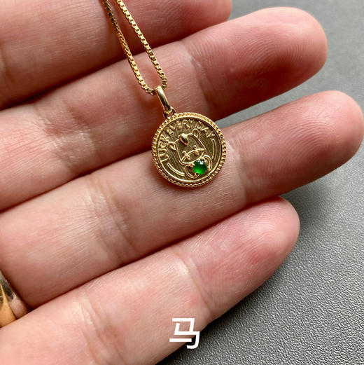 高冰种阳绿翡翠蛋面十二生肖护身符18k黄金镶嵌 商品图4