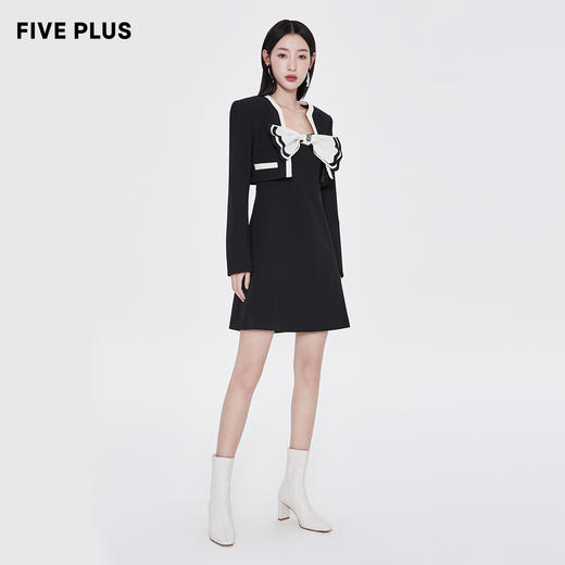 FIVE PLUS2022新款女春装蝴蝶结连衣裙女两件时尚套装搭外套裙2WA1102120 商品图4