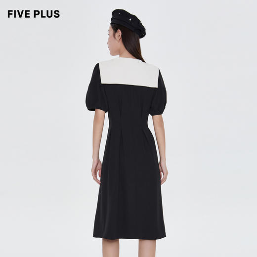 FIVE PLUS新款女夏装法式复古连衣裙女撞色海军领高腰裙子长2WN1085210 商品图2