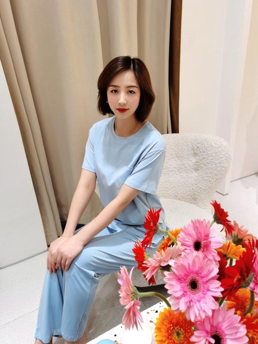 兄华圆领短袖女睡衣套装 上下套家居服 休闲内衣 62197 商品图2