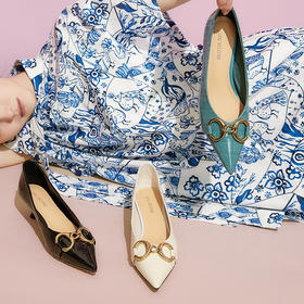 IUIU SECOND 春夏时装尖头浅口单鞋牛漆皮小跟单鞋