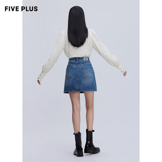 FIVE PLUS2022新款女春装肌理感气质衬衫女泡泡长袖系带宽松上衣2WN1013190 商品图2