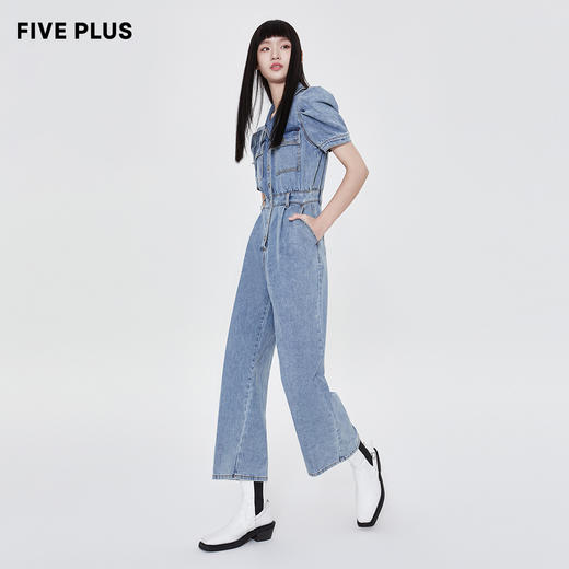 FIVE PLUS新款女夏装甜酷个性高腰连体裤女洗水牛仔休闲裤潮2WN1085550 商品图1