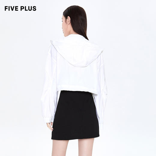FIVE PLUS新款女春装连帽外套女短款长袖甜酷夹克潮拉链开襟2WN1044720 商品图3