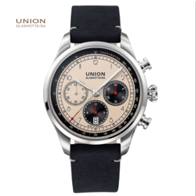宇联（UNION GLASHÜTTE）德国手表 贝利士系列 小牛皮机械男士熊猫盘计时码表 D009.427.16.262.00