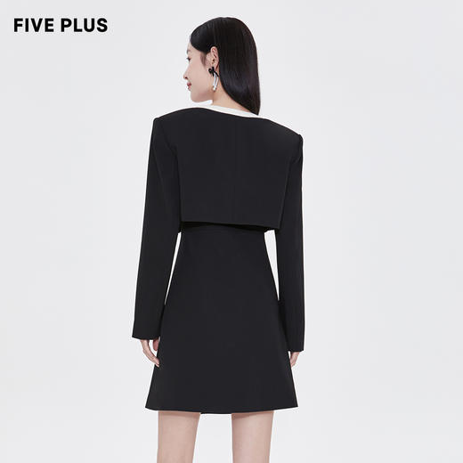 FIVE PLUS2022新款女春装蝴蝶结连衣裙女两件时尚套装搭外套裙2WA1102120 商品图1
