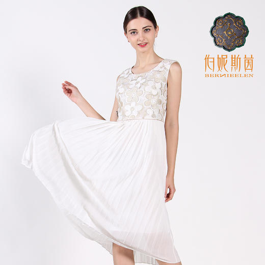【伯妮斯茵】172S182--白色连衣裙--几何奎罗--《太阳之子--印加》 商品图0