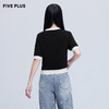 FIVE PLUS新款女夏装撞色圆领短袖针织衫女立体logo套头上衣2WN1035050 商品缩略图3
