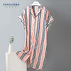 舒雅女士睡裙 粘纤梭织2022春夏新款家居服条纹开衫中裙31/19493D 商品缩略图0