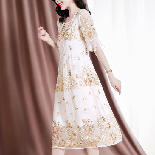 甜美优雅，桑蚕丝妈妈装女士连衣裙SM-82297555 商品图1