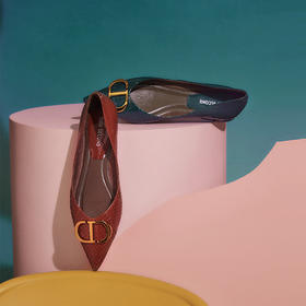 IUIU SECOND 春夏时尚蛇皮纹尖头浅口单鞋