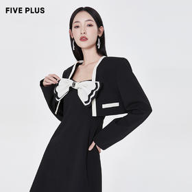 FIVE PLUS2022新款女春装蝴蝶结连衣裙女两件时尚套装搭外套裙2WA1102120