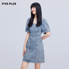 FIVE PLUS新款女夏装甜酷泡泡袖连衣裙女洗水丹宁高腰裙子短2WN1084180 商品缩略图2