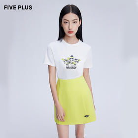 FIVE PLUS新款女春装刺绣短袖T恤女宽松设计感卡通套头衫纯棉2WN1024170