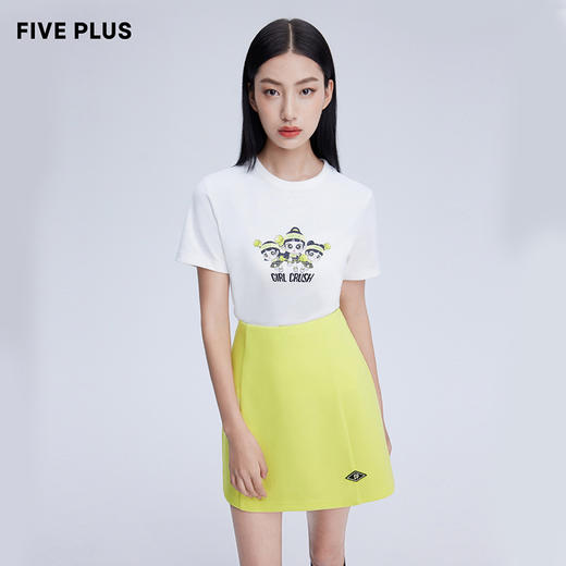 FIVE PLUS新款女春装刺绣短袖T恤女宽松设计感卡通套头衫纯棉2WN1024170 商品图0