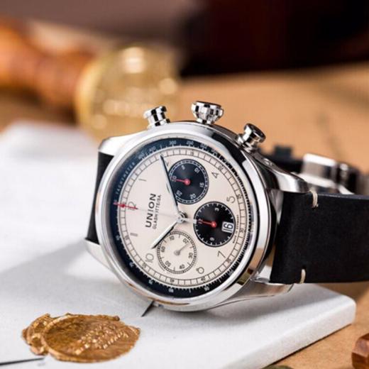 宇联（UNION GLASHÜTTE）德国手表 贝利士系列 小牛皮机械男士熊猫盘计时码表 D009.427.16.262.00 商品图6