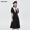 FIVE PLUS新款女夏装法式复古连衣裙女撞色海军领高腰裙子长2WN1085210 商品缩略图0