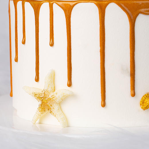 人鱼沙滩-洁白的鱼尾泛起串串海水-2磅（7寸加高款）【主题蛋糕】 商品图2