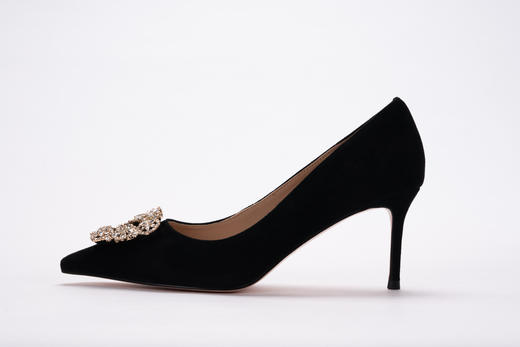 IUIU SECOND夏季气质羊皮绒面仿钻小跟女单鞋 商品图5