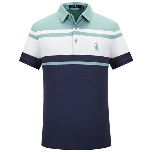 M＆D/名盾长绒棉条纹短袖polo衫夏新款男士商务休闲翻领薄T恤 商品图4