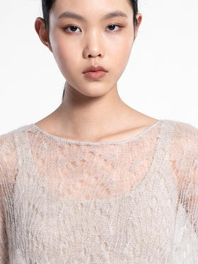 2022新款幼马海毛混纺7针单股镂空圆领背心