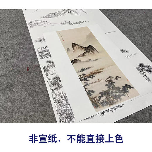 陈少梅竖幅工笔山水白描底稿-《山远江阔》-多种白描尺寸可选-CR40 商品图2