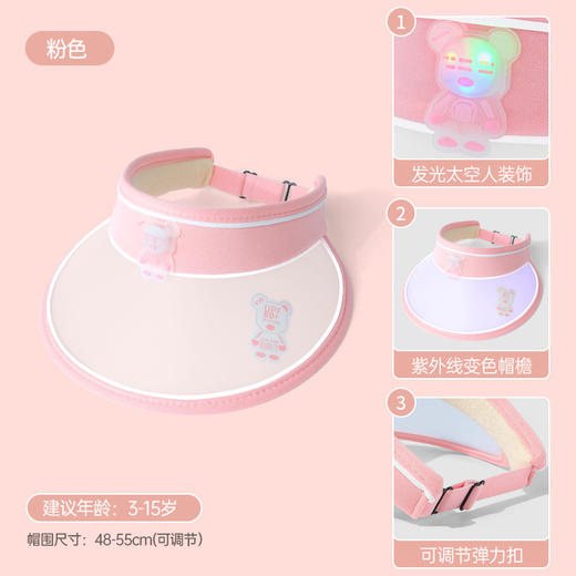 【灯光版太空人 变色空顶遮阳帽】儿童防晒帽防紫外线变色空顶太阳帽子男女童春夏季薄款宝宝遮阳帽 商品图5