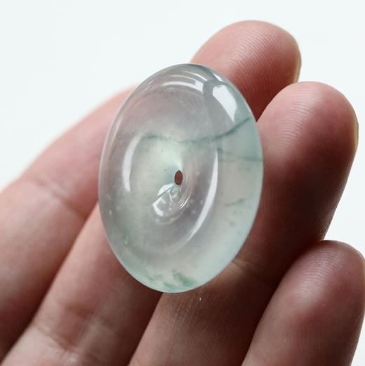 玻璃种雪花棉翡翠平安扣 商品图0