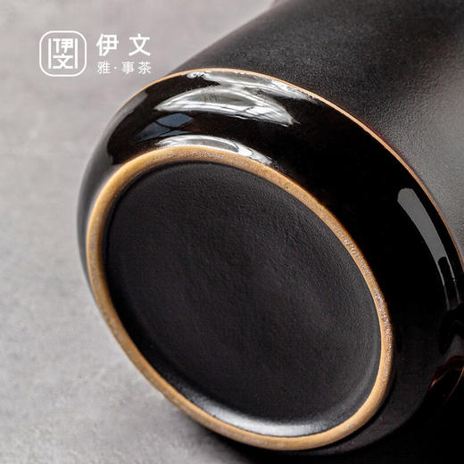 陶瓷办公室会议杯描金茶水分离泡茶杯防烫带盖大容量家用喝水杯子 尚贤泡茶杯（黑）VN29 商品图8