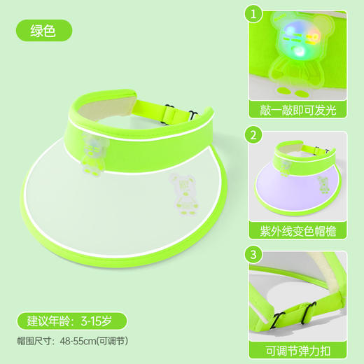 【灯光版太空人 变色空顶遮阳帽】儿童防晒帽防紫外线变色空顶太阳帽子男女童春夏季薄款宝宝遮阳帽 商品图10