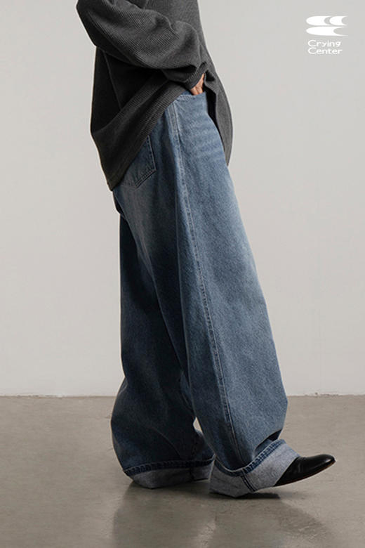 CryingCenter 巨大拉垮廓形牛仔裤宽松微阔腿老爹裤 商品图3